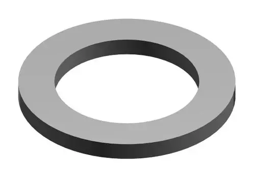Graue Dichtung von Bosch, ringförmig mit einem inneren Loch, dargestellt in 3D-Ansicht. Ideal für verschiedene Anwendungsbereiche in der Technik.